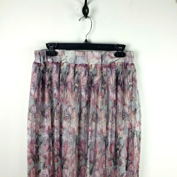 Women's Vintage Purple Pastel Fanned Floral Midi Fair Lady Skirt Size 8P - Picture 6 of 6